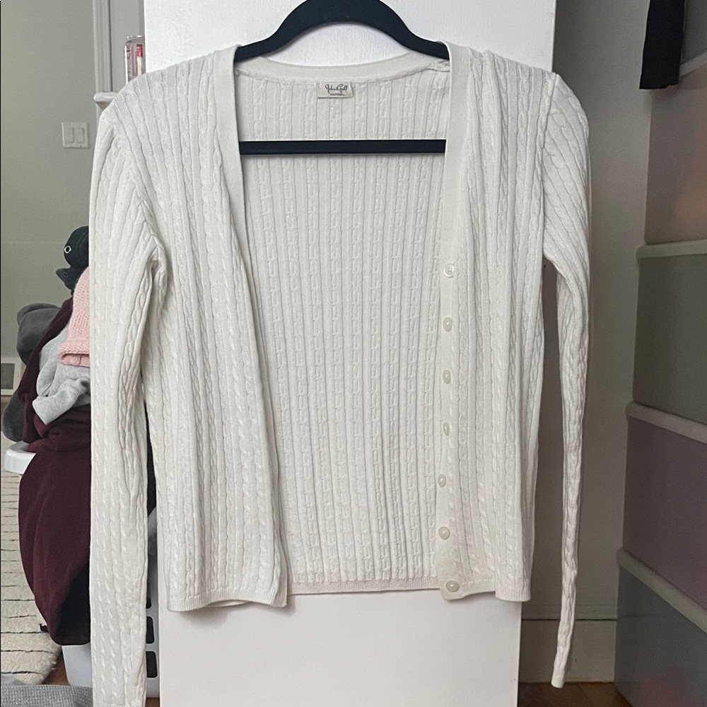 Brandy Melville White Cable Knit Cardigan